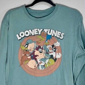 Looney‎ Tunes Graphic Tee Long Sleeve Cartoon Characters Shirt Medium